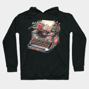 Retro Vintage Floral Typewriter Hoodie